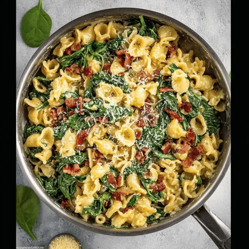 Bacon and Spinach Pasta with Parmesan