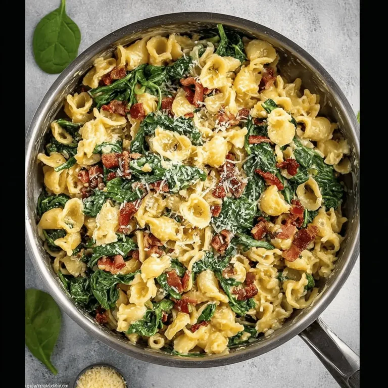 Bacon and Spinach Pasta with Parmesan