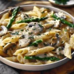 Creamy Mushroom and Asparagus Chicken Penne