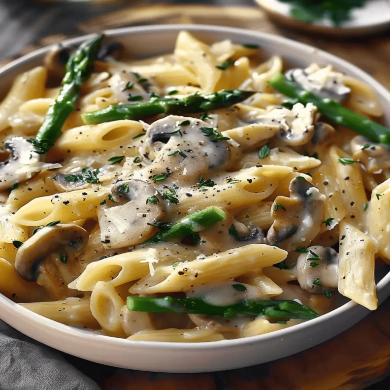 Creamy Mushroom and Asparagus Chicken Penne