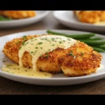 Crispy Parmesan Chicken with a Rich Garlic Sauce