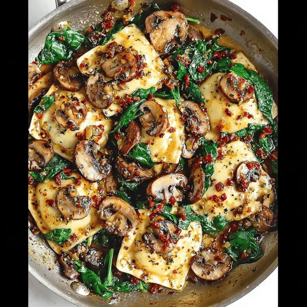 Mushroom Ravioli with Spinach