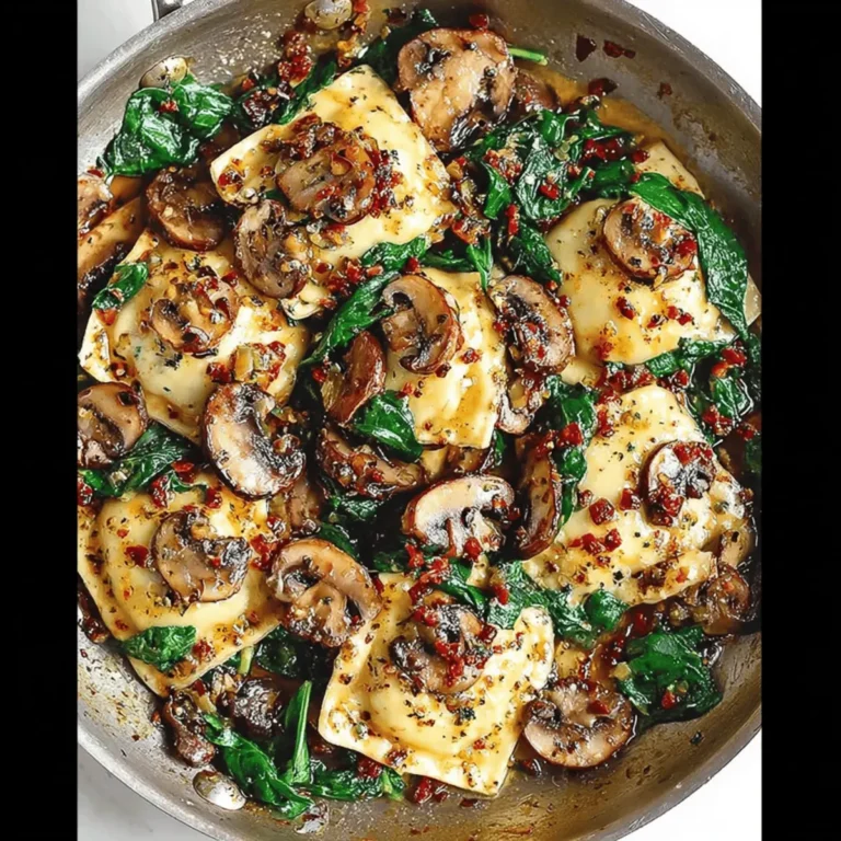 Mushroom Ravioli with Spinach