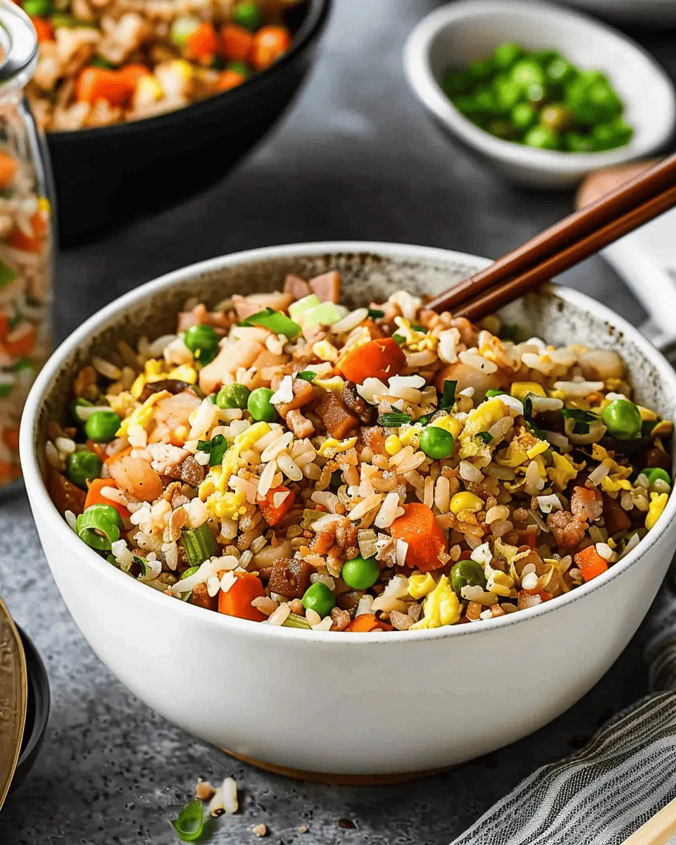 Breakfast Fried Rice: Easy Turkey Bacon and Chicken Ham Delight