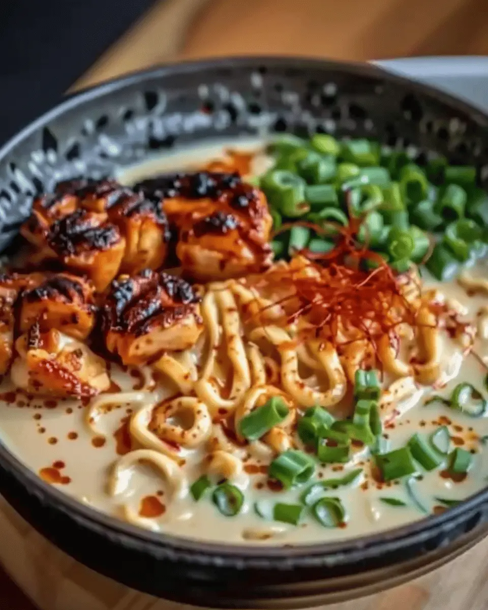 Fiery Chicken Ramen with Creamy Garlic Sauce: A Bold Home Treat