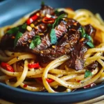 Sweet and Spicy Garlic Steak Pasta