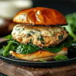 White Cheddar and Spinach Chicken Burgers