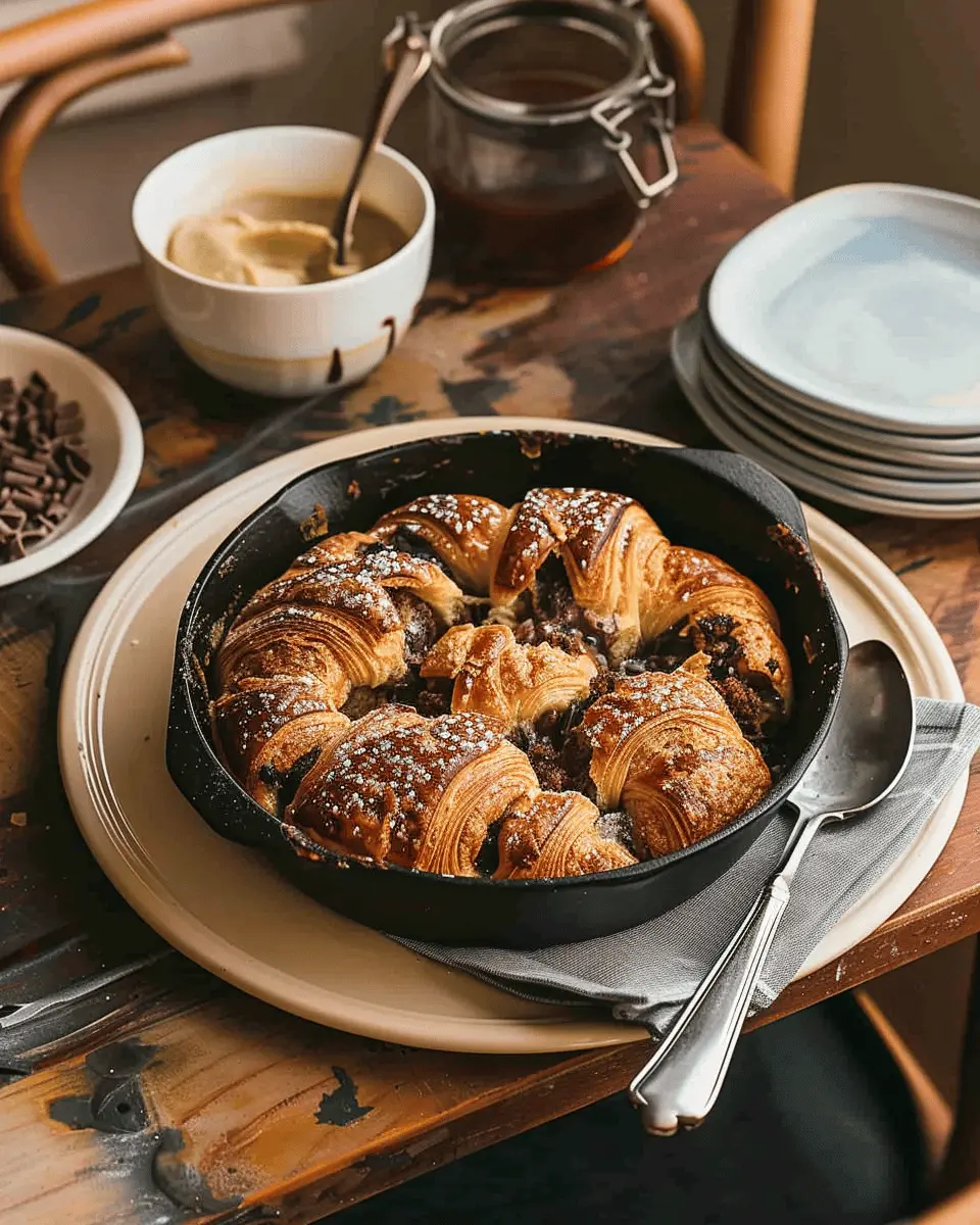 Chocolate Croissant Overnight Breakfast Casserole with Turkey Bacon
