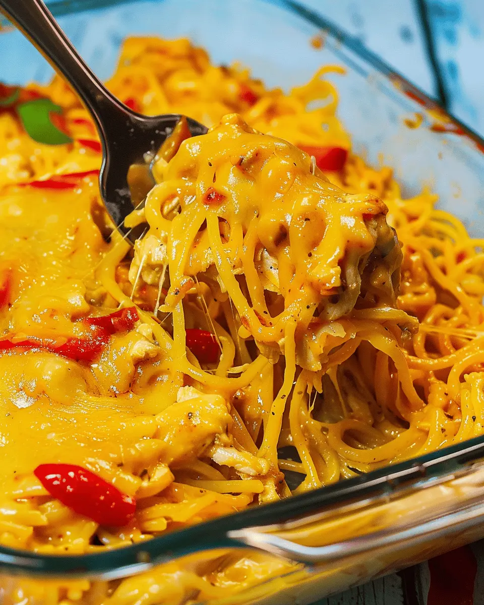 Spicy Chicken Spaghetti Delight with Turkey Bacon and Chicken Ham