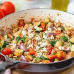 Mediterranean Ground Chicken Skillet