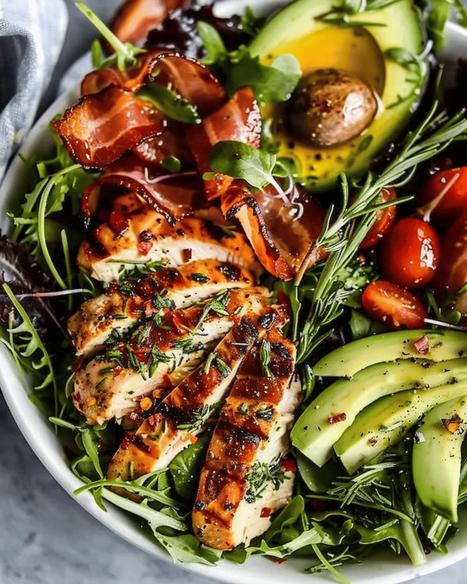 Rosemary Chicken, Turkey Bacon and Avocado Salad: A Fresh Delight