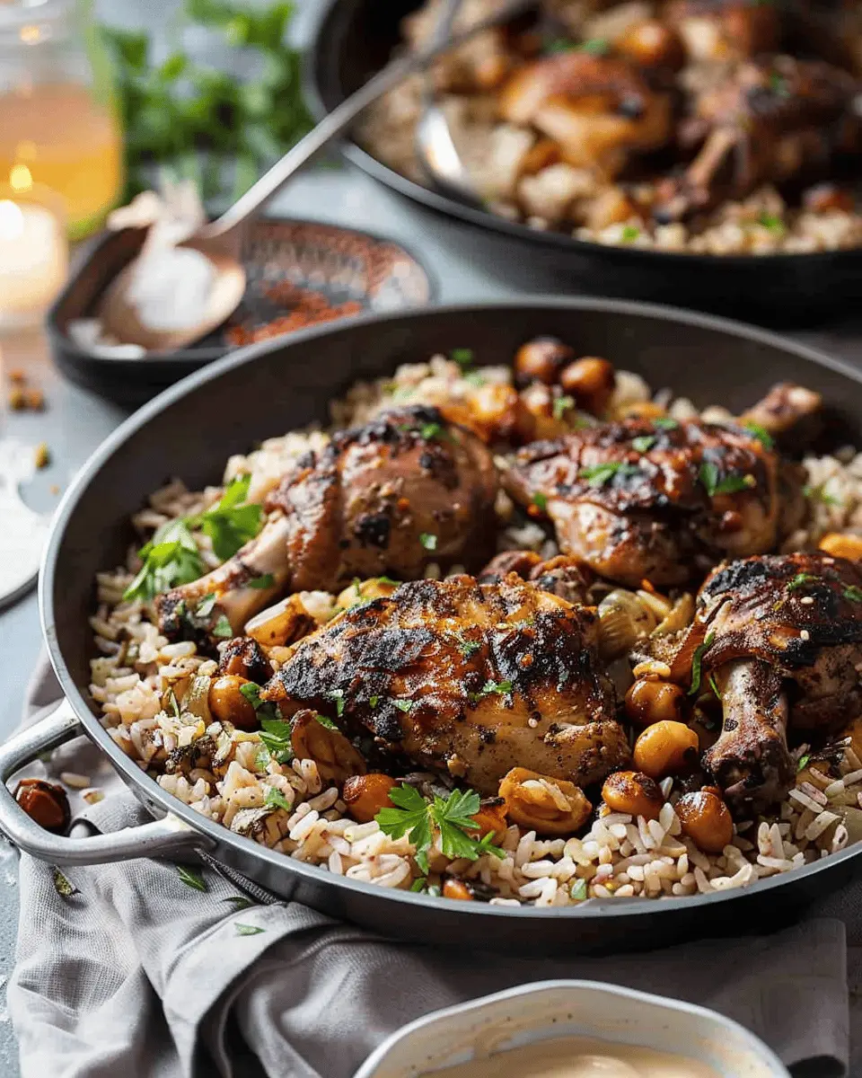 One Skillet Baked Chicken Shawarma and Rice Made Easy