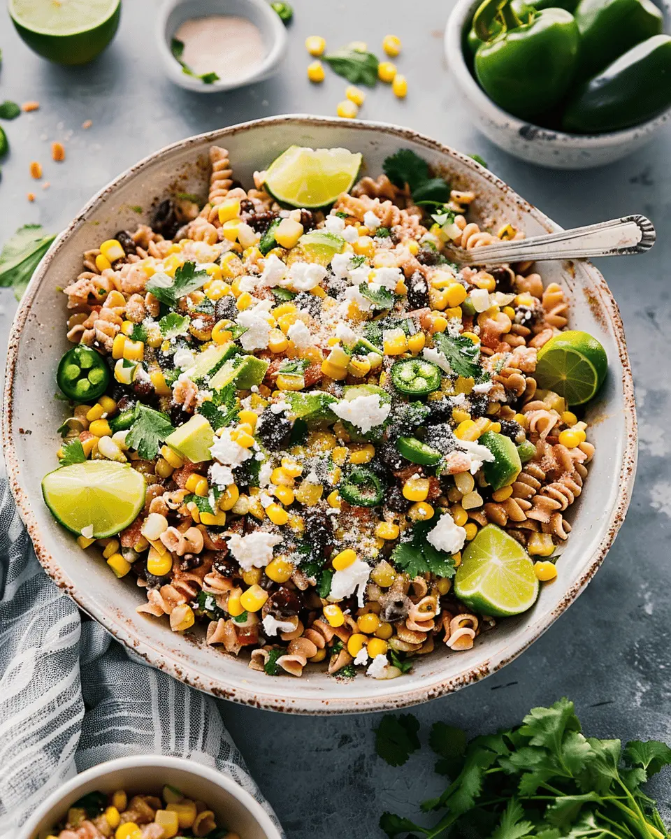 Mexican Street Corn Pasta Salad with Turkey Bacon and a Twist