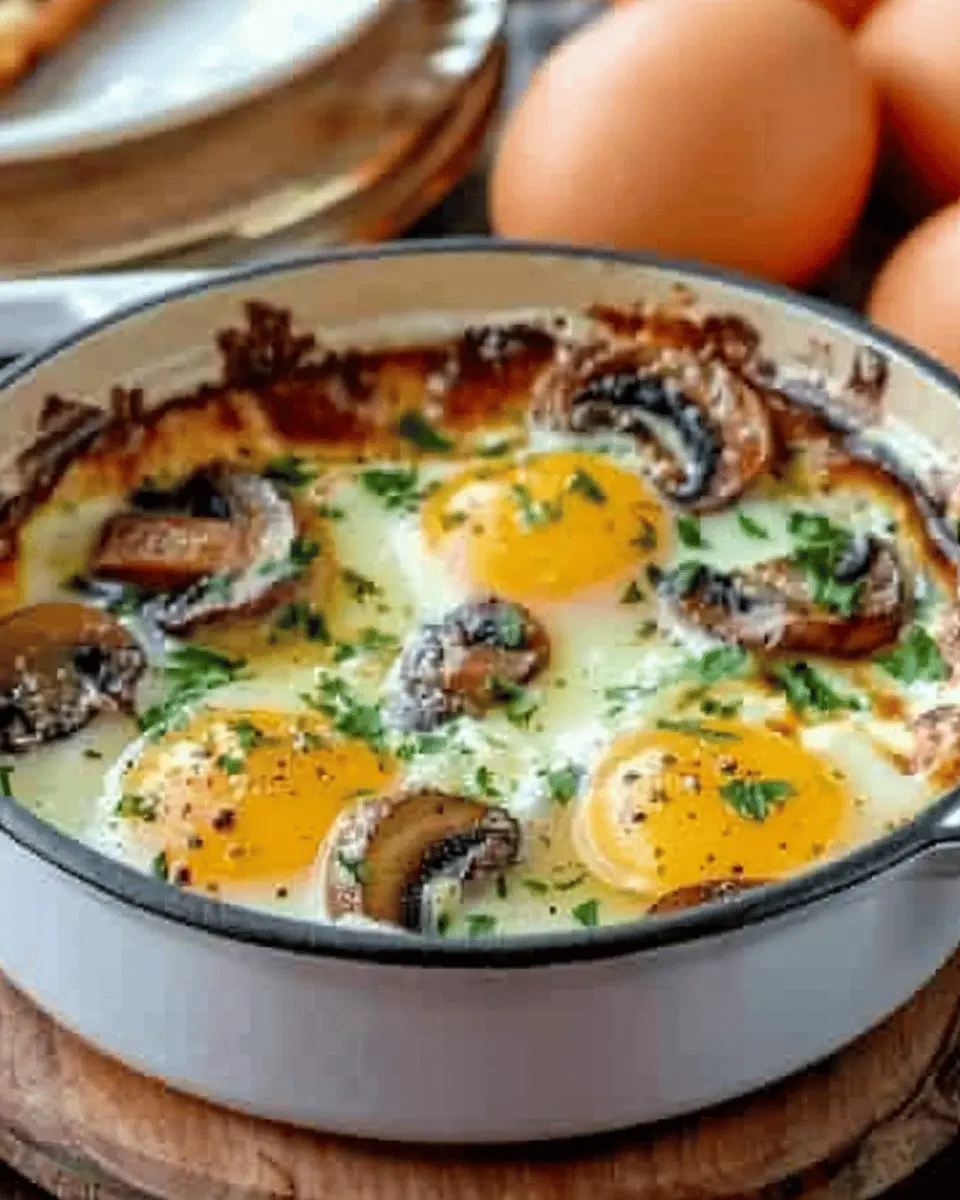 Baked Eggs with Sautéed Mushrooms: A Delicious Turkey Bacon Twist