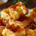 Cornbread Waffle Bites with Smoked Gouda and Honey