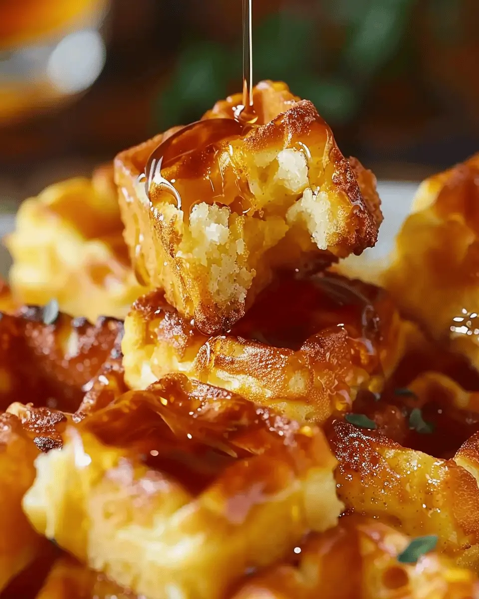 Cornbread Waffle Bites: Indulgent Smoked Gouda and Honey Treats