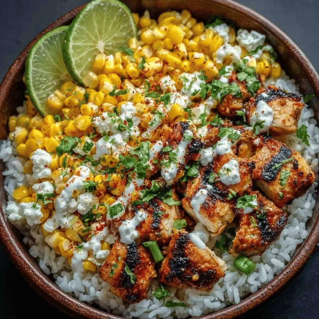 Delicious Street Corn Chicken Rice Bowl Recipe with Turkey Bacon