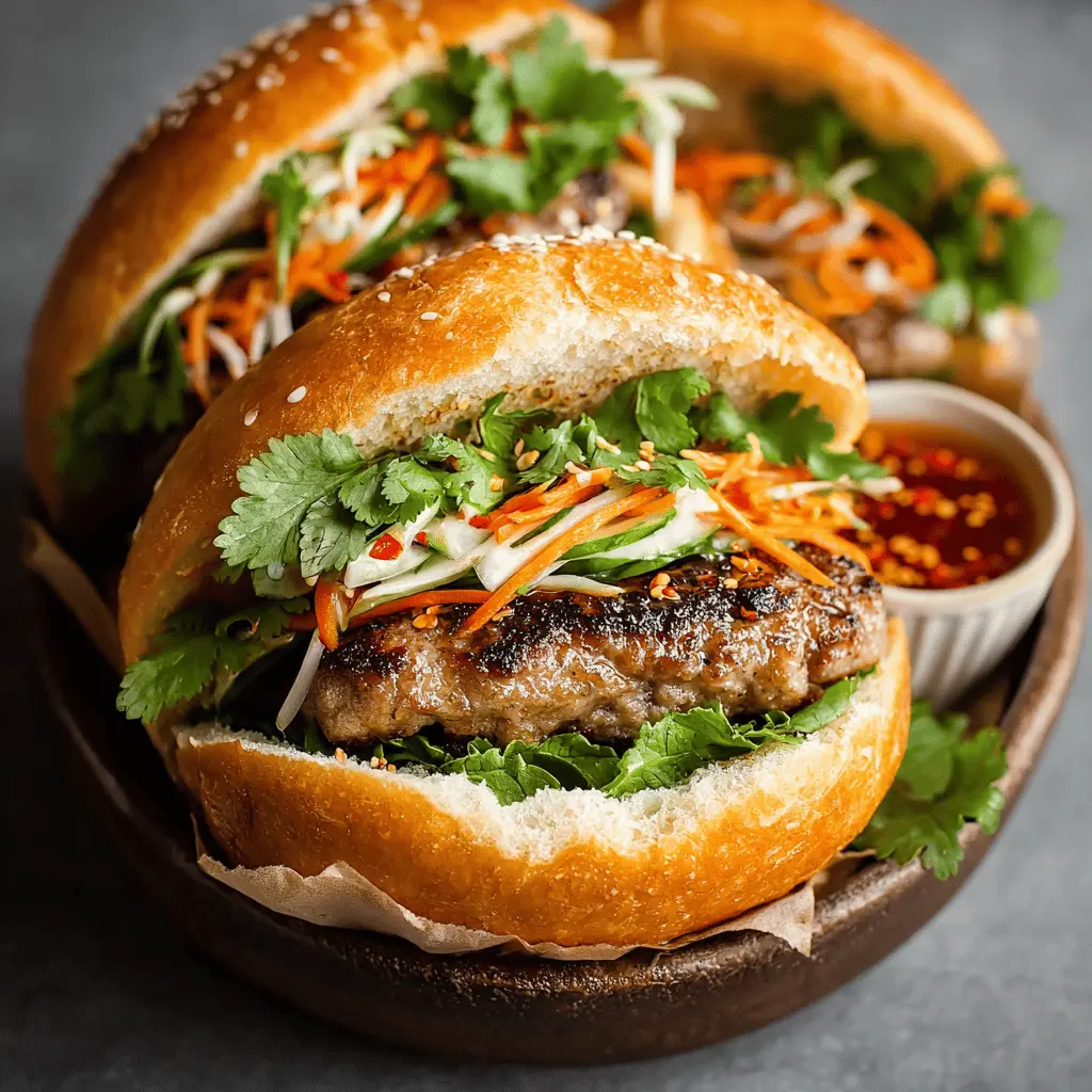 Pork Banh Mi Burger: Juicy Twist with Turkey Bacon and Chicken Ham