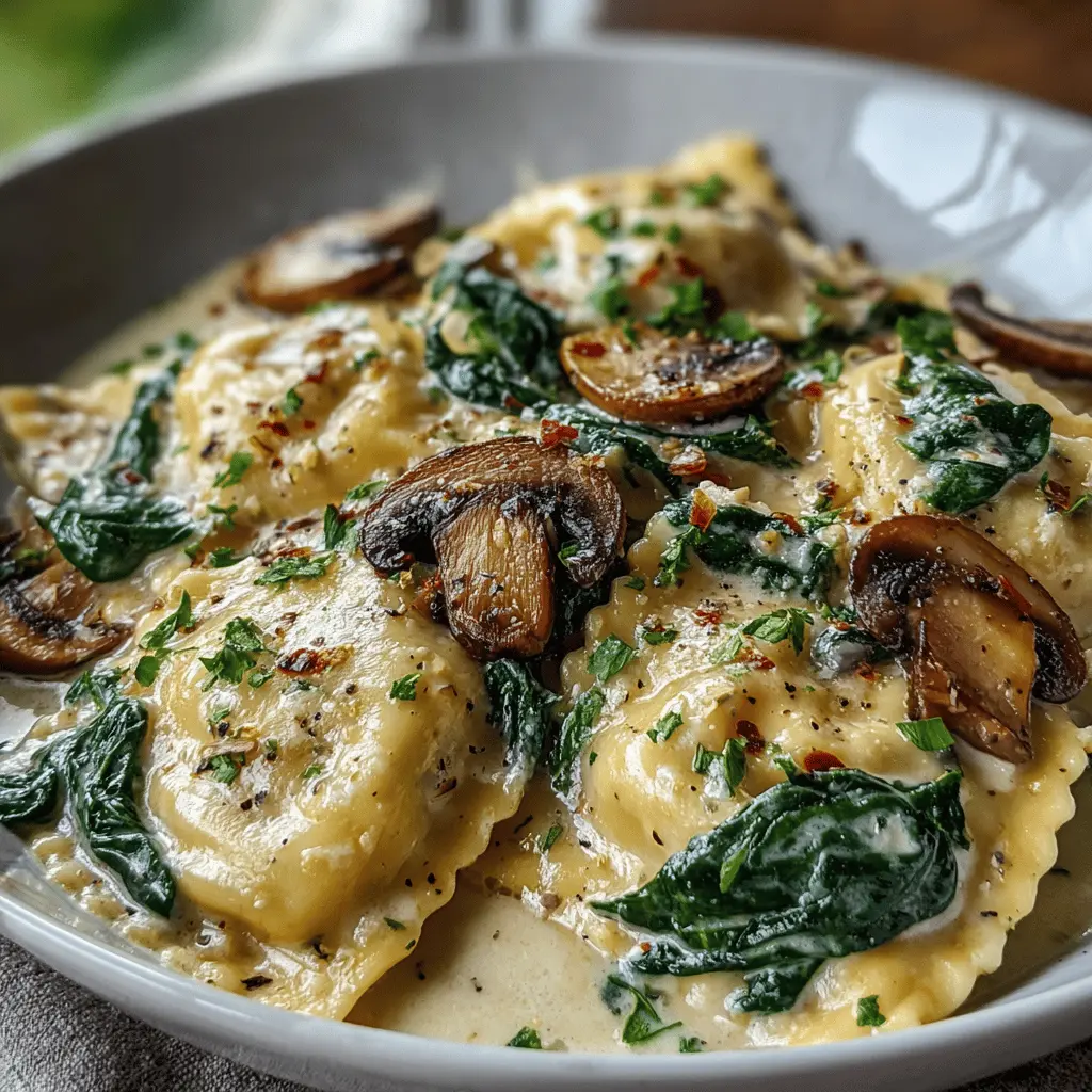 Spinach and Mushroom Alfredo Ravioli: A Creamy, Indulgent Delight