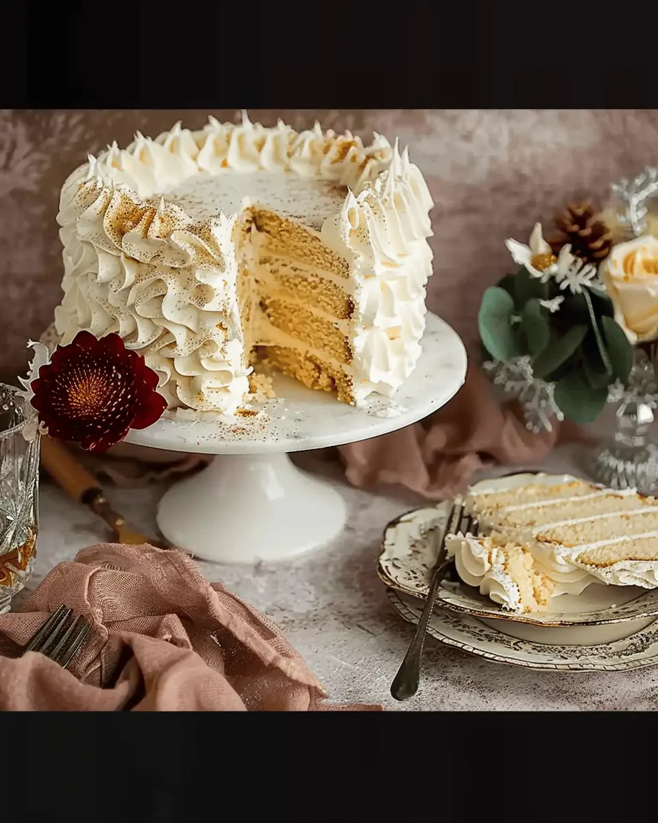 Eggnog Spice Cake Delight with Bourbon Custard Filling Recipe