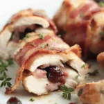 Bacon Wrapped Cranberry Brie Stuffed Chicken Breasts