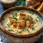 Hearty Cheddar Garlic Herb Potato Soup