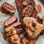 Steak With Bourbon Garlic Cream Sauce