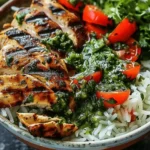 Chimichurri Grilled Chicken Bowl with Garlic Sauce