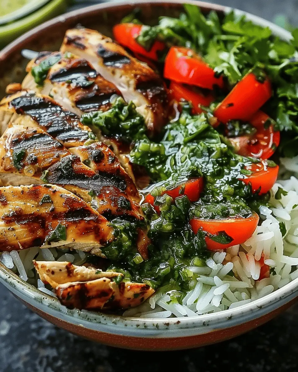Chimichurri Grilled Chicken Bowl: Juicy Flavor with Garlic Sauce