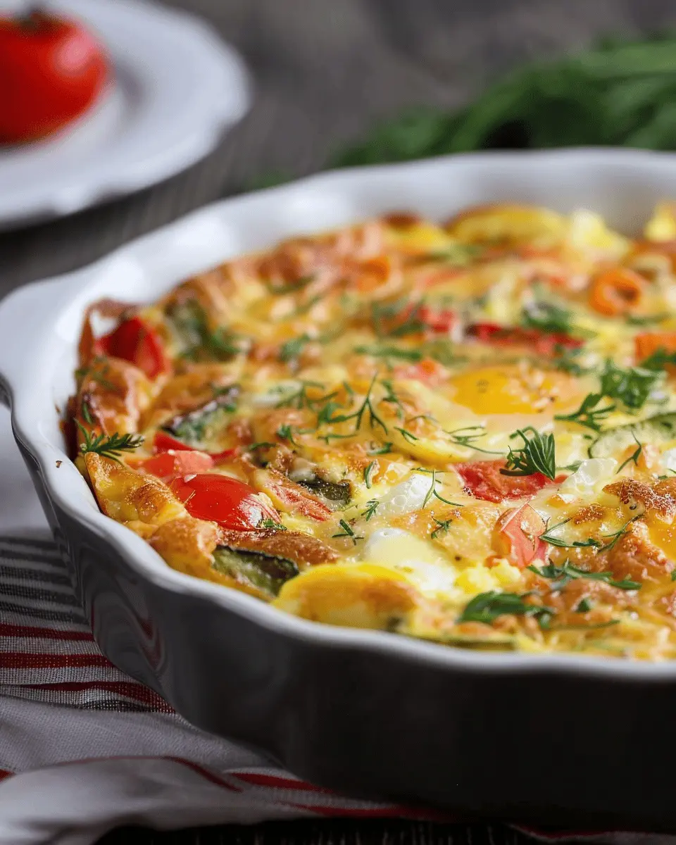 Cheese and Veggie Egg Bake: Easy Recipe with Turkey Bacon
