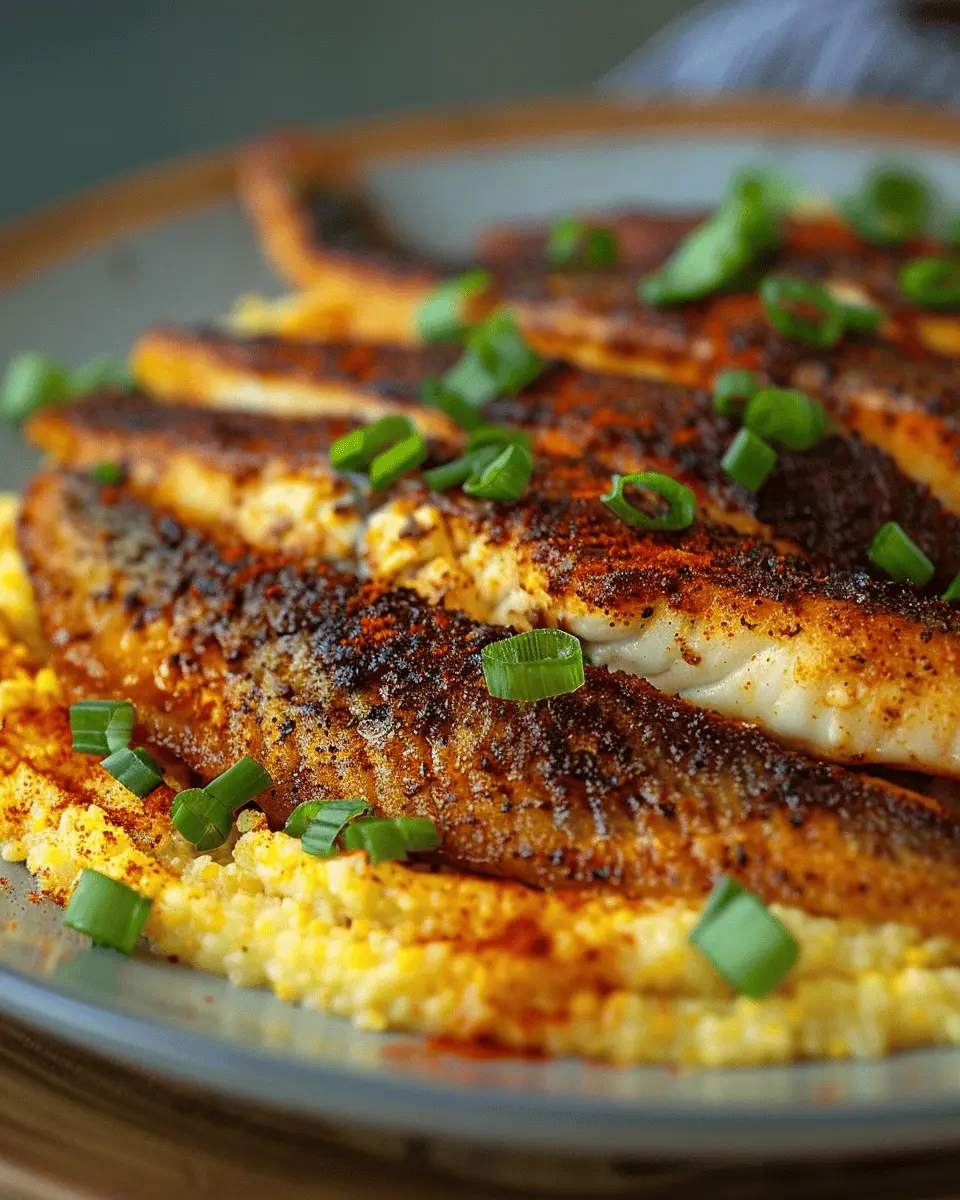 Blackened Catfish: Indulgent Spicy Cheese Grits Recipe