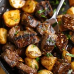 Garlic Butter Steak Bites with Crispy Potatoes