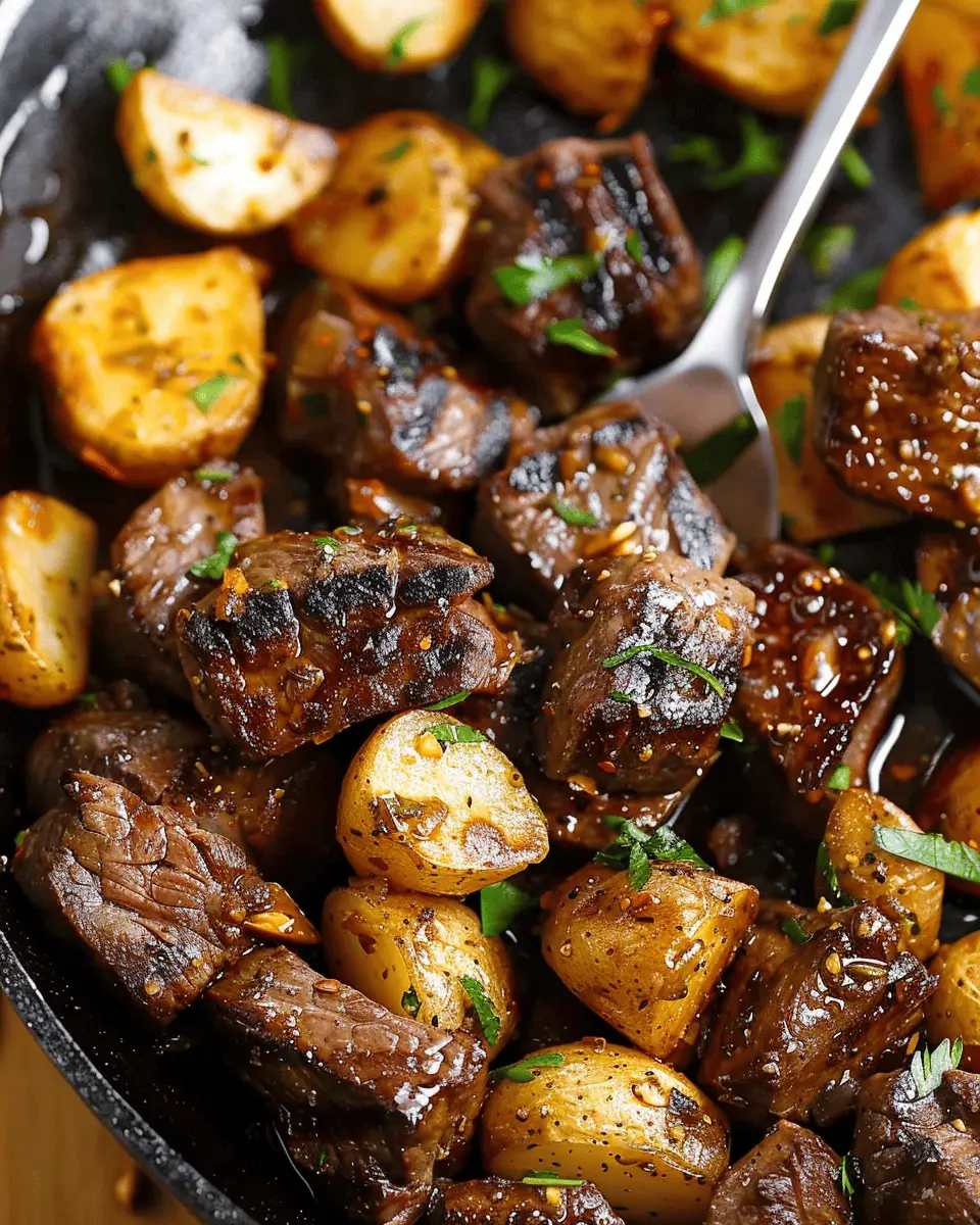 Garlic Butter Steak Bites: Juicy Delights with Crispy Potatoes