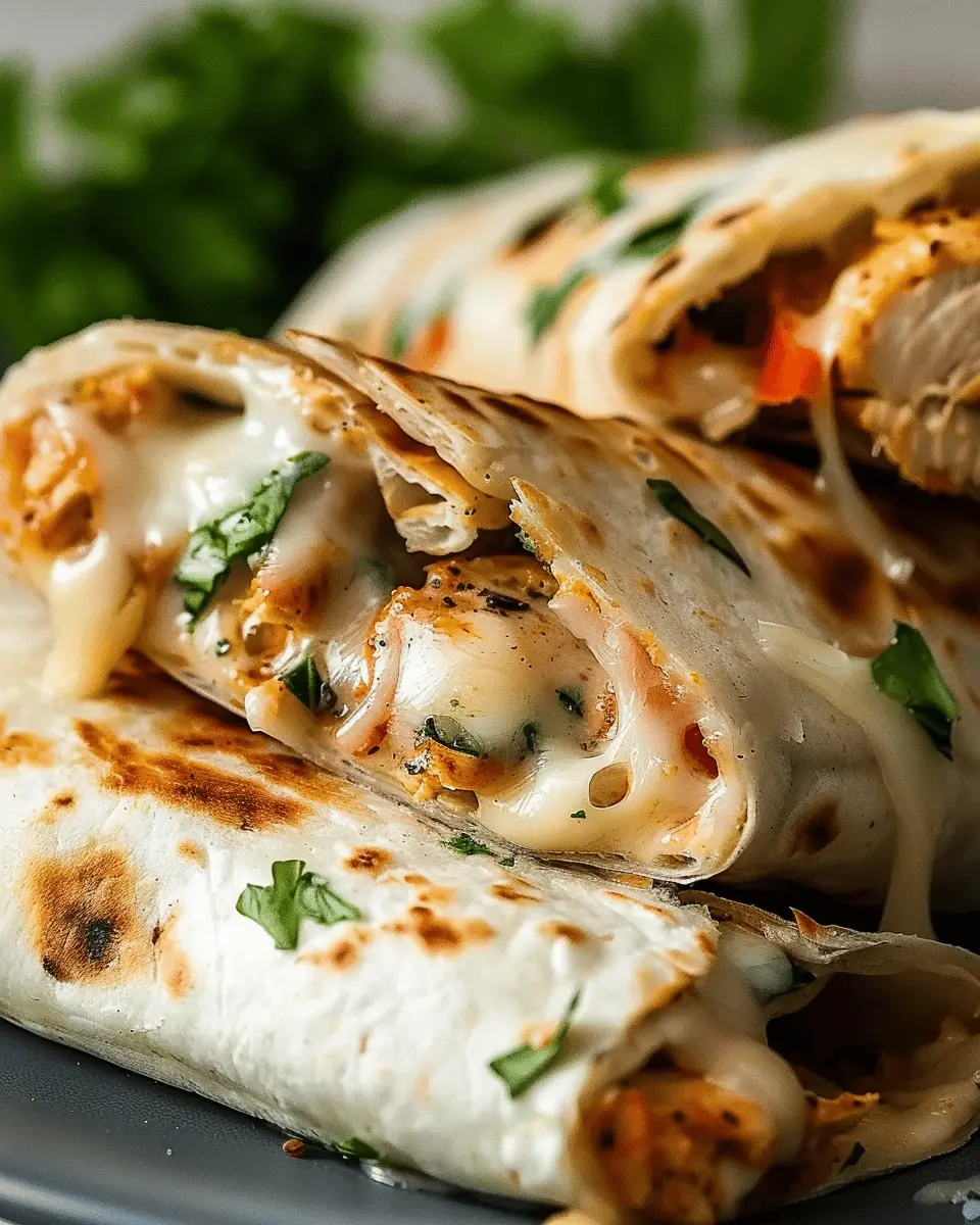 Cheesy Garlic Chicken Wraps with Turkey Bacon for Easy Indulgence