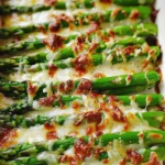 Cheesy Baked Asparagus with Gruyere cheese