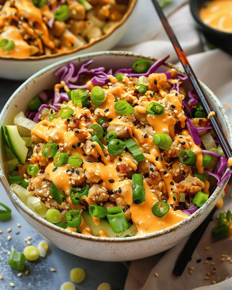 Egg Roll in a Bowl: Easy Recipe with Creamy Chili Sauce and Turkey Bacon