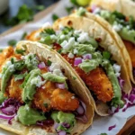 Crispy Baja Fish Tacos with Avocado Crema
