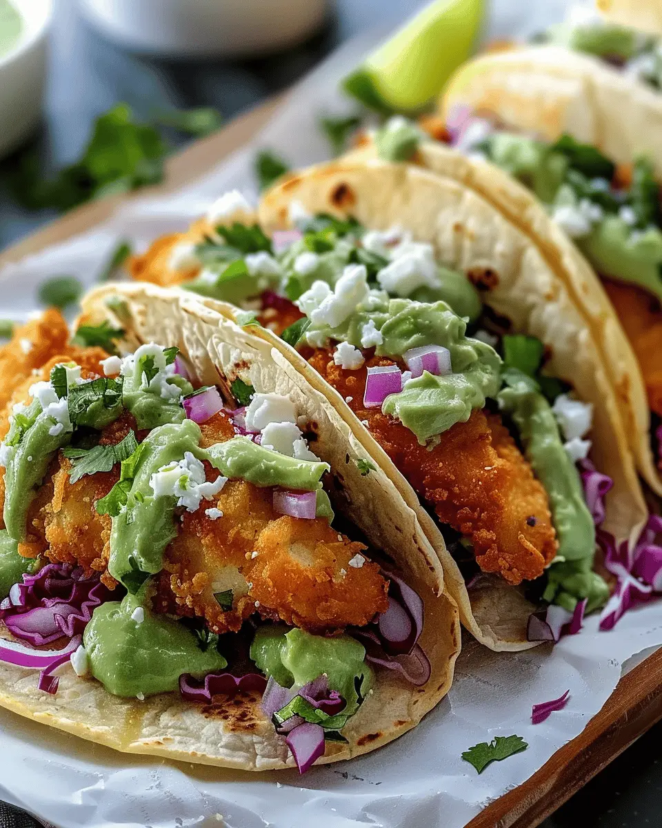 crispy baja fish tacos with avocado crema for a flavorful feast