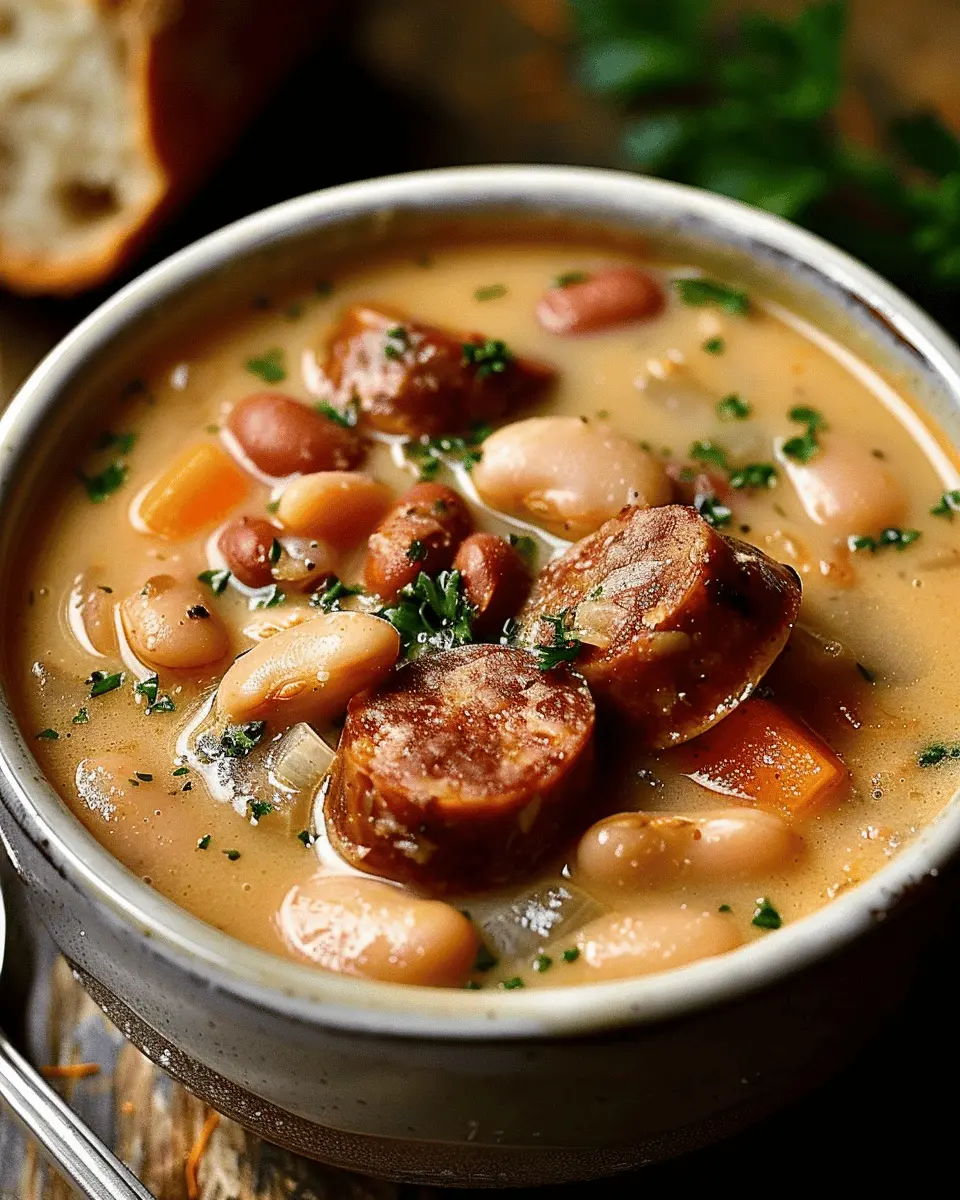 Cozy Creamy Bean Soup with Turkey Bacon and Chicken Ham Recipe