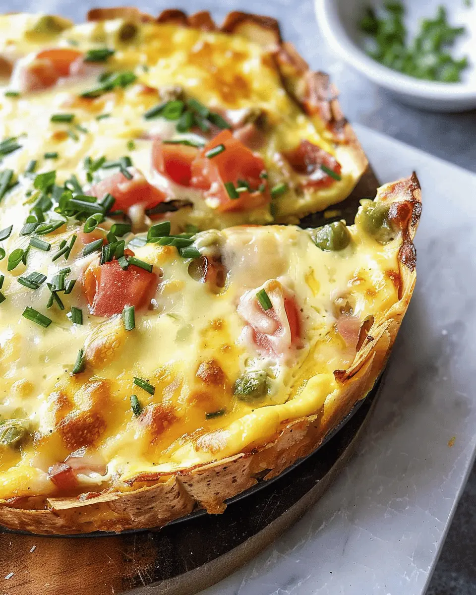 Egg Tortilla Bake with Turkey Bacon and Chicken Ham Delight