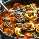 Cozy Autumn Tortellini Soup with Savory Sausage Delight
