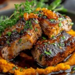 Apple Cider Pork with Mashed Sweet Potatoes