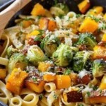 Brussels Sprouts and Butternut Squash Pasta