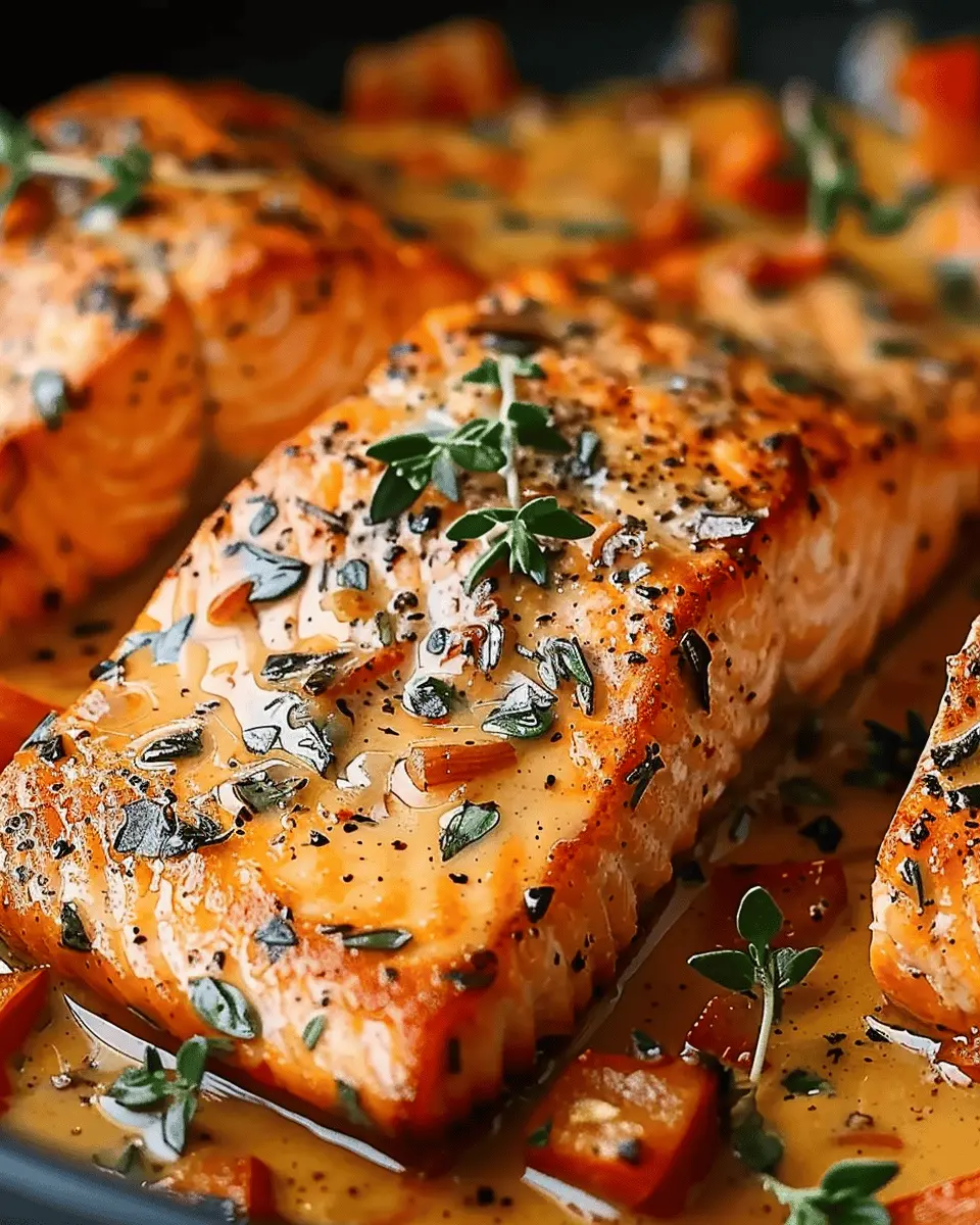 Creamy Roasted Red Pepper Salmon: An Easy Indulgent Dinner Delight