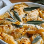 Pumpkin & Gouda Stuffed Shells With Brown Butter & Sage Alfredo Sauce