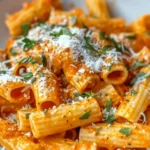 Creamy Tomato Garlic Rigatoni Pasta Recipe