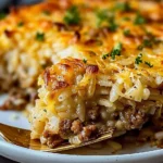 French Onion Ground Beef and Rice Casserole