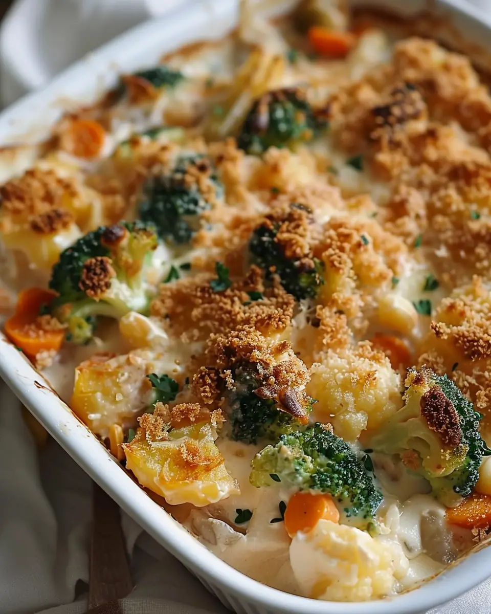 Creamy Winter Vegetable Casserole with Turkey Bacon Delight