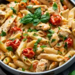 Creamy Spicy Chicken Pasta with Summer Vegetables Creamy Spicy Chicken Pasta with Summer Vegetables Print