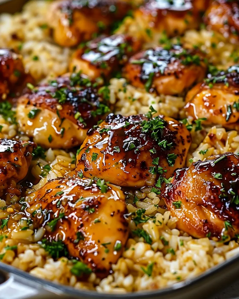 One-Pan Honey Butter Garlic Chicken &amp; Rice: Easy Weeknight Delight